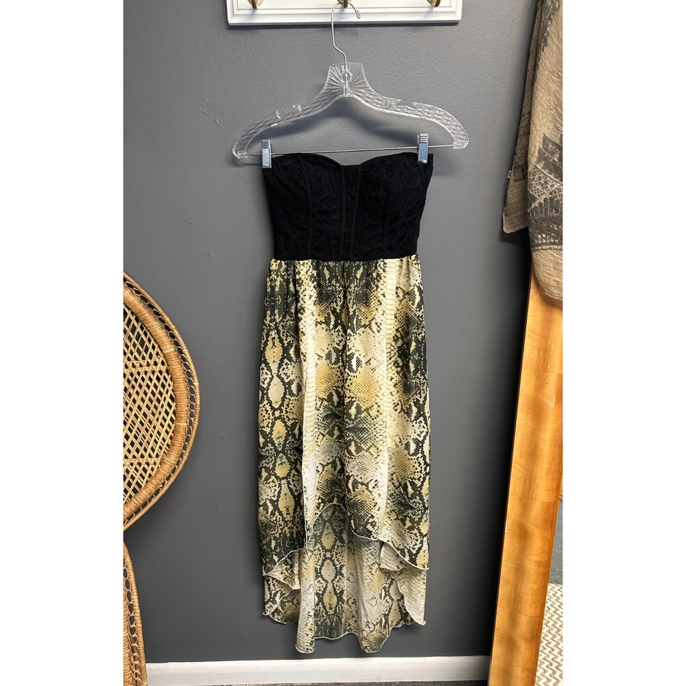 My‎ Michelle Y2K Dress Juniors Size 1 Strapless Python Dress Lace Whimsigoth